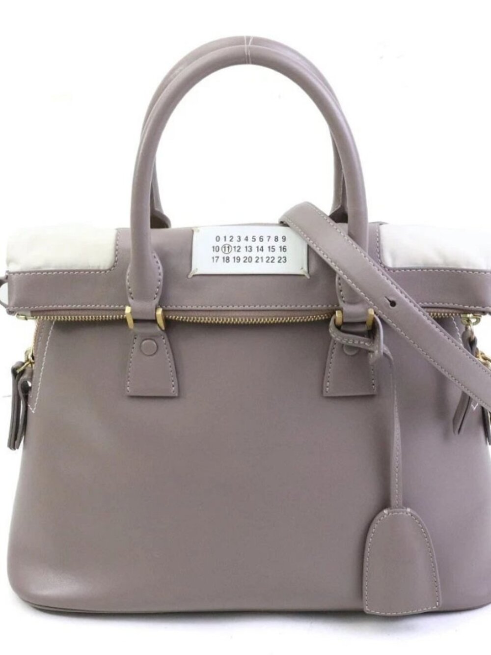 Maison Margiela 5AC Medium Handbag Shoulder Bag Brown Gray Leather